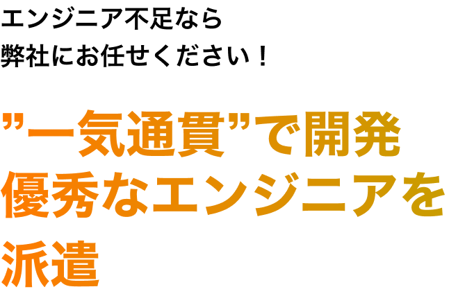 エンジニア不足なら弊社にお任せください！”一気通貫”で開発優秀なエンジニアを派遣